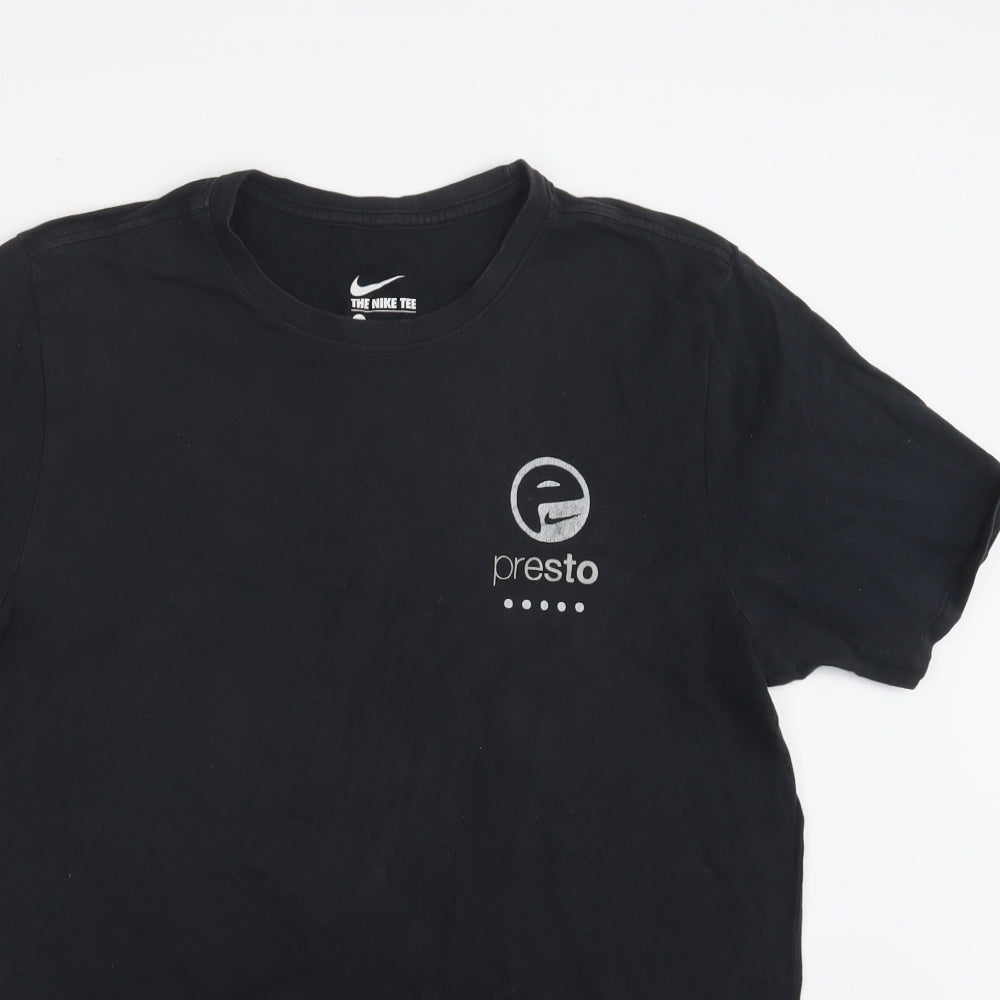 Nike Mens Black  Cotton  T-Shirt Size M Crew Neck