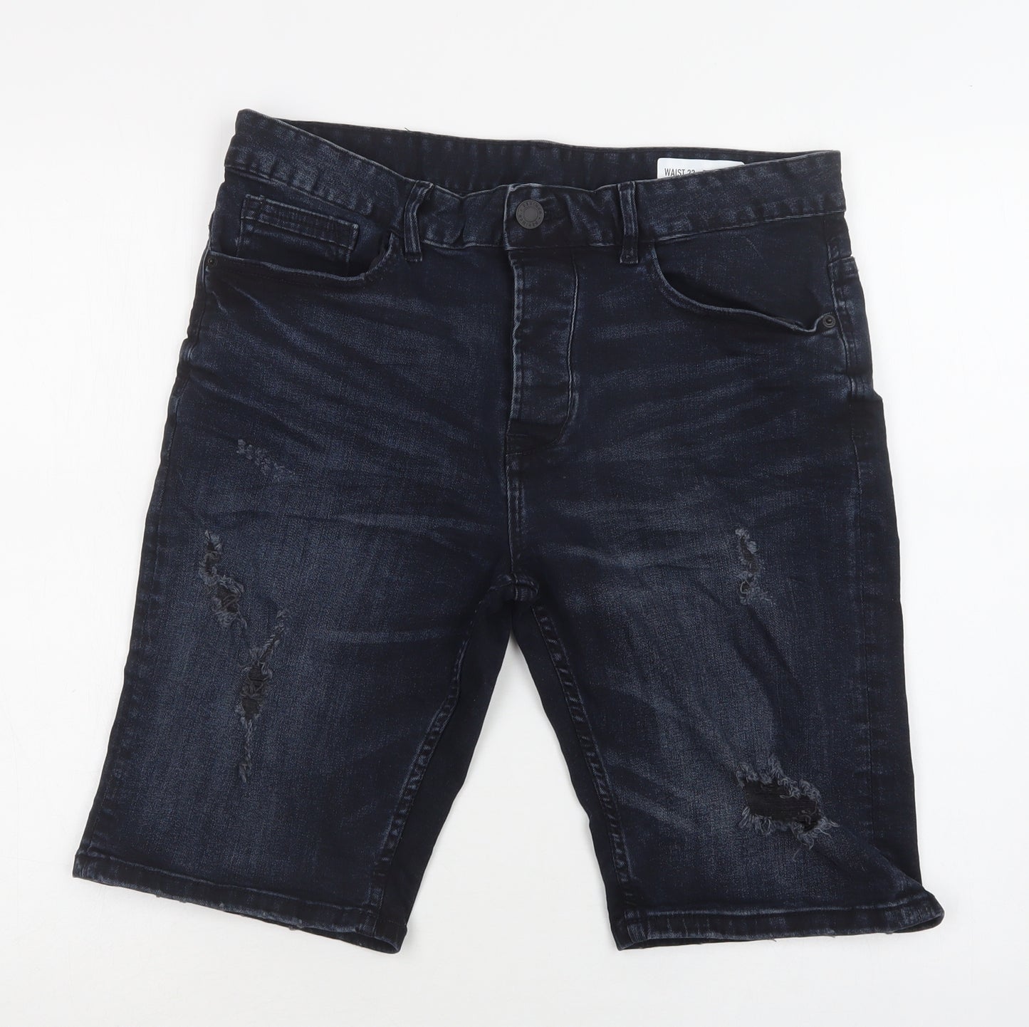 Primark Mens Blue  Cotton Chino Shorts Size 32 L12 in Regular Button