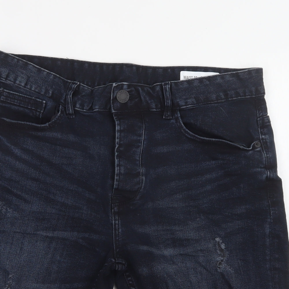 Primark Mens Blue  Cotton Chino Shorts Size 32 L12 in Regular Button