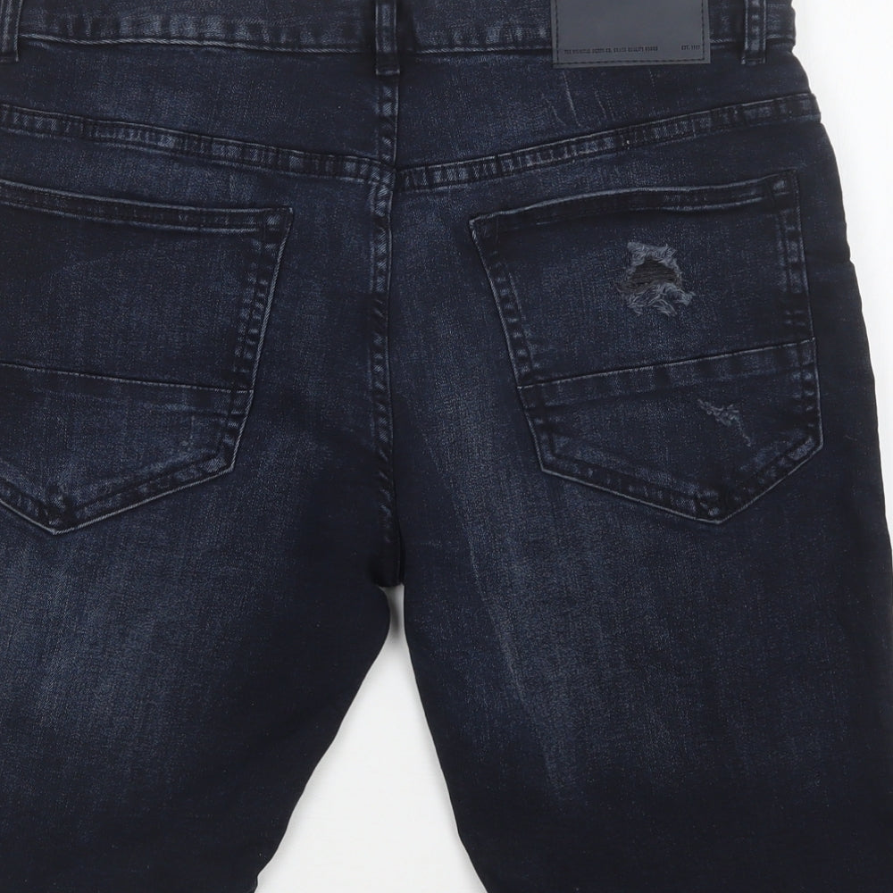 Primark Mens Blue  Cotton Chino Shorts Size 32 L12 in Regular Button