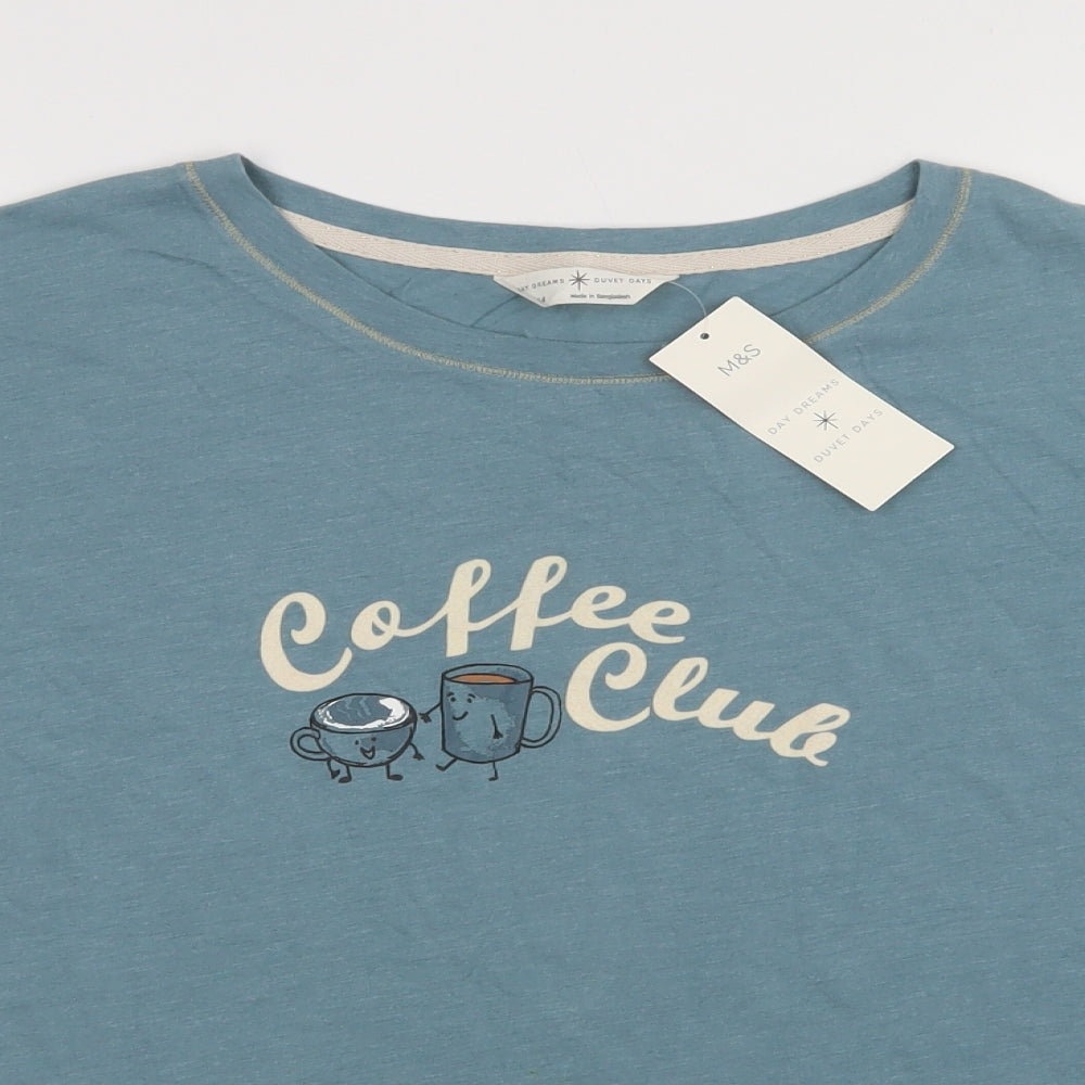 M&S Womens Green  Cotton Top Pyjama Top Size 14   - Coffee Club