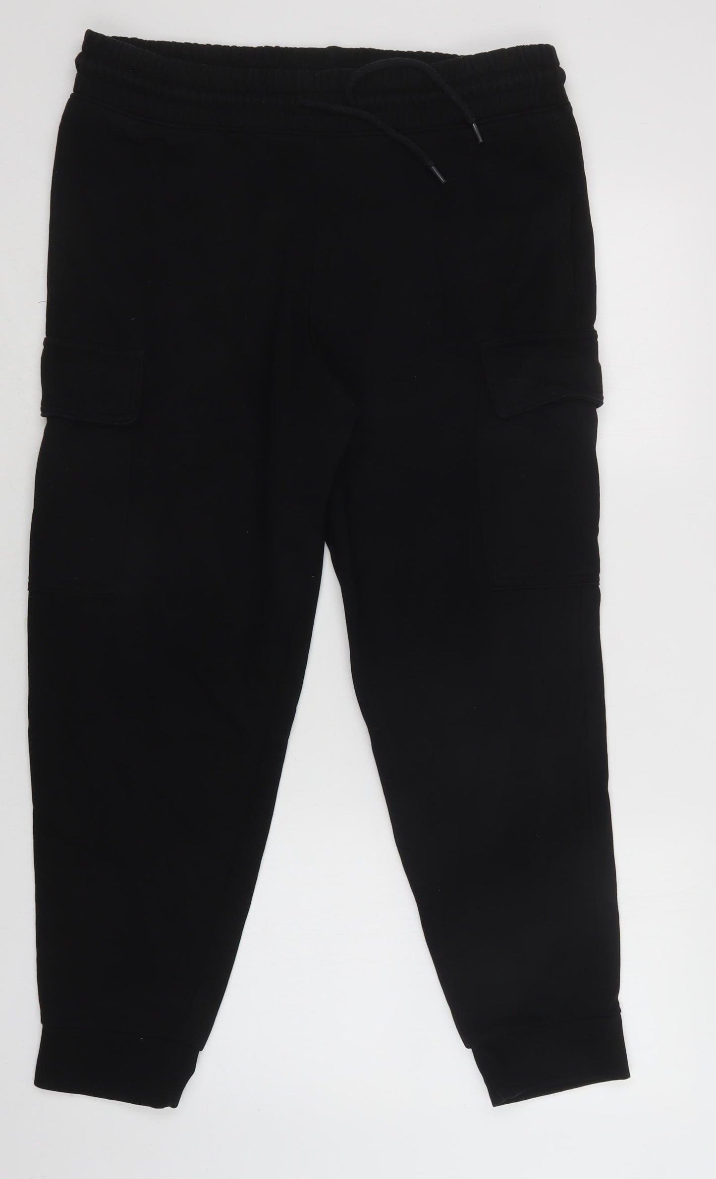 H&M Mens Black  Cotton Jogger Trousers Size M L29 in Regular Drawstring