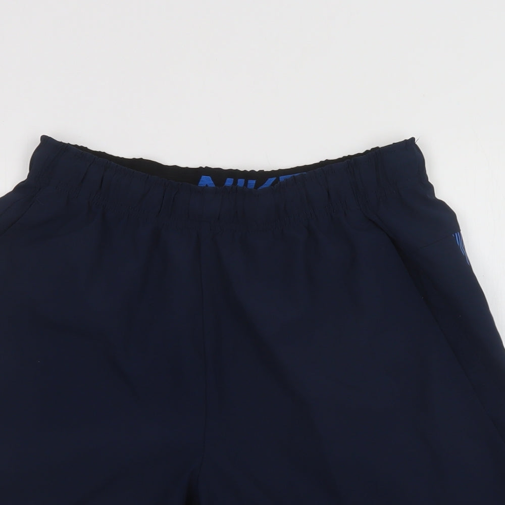 Nike Mens Blue  Polyester Sweat Shorts Size M L7 in Regular Drawstring