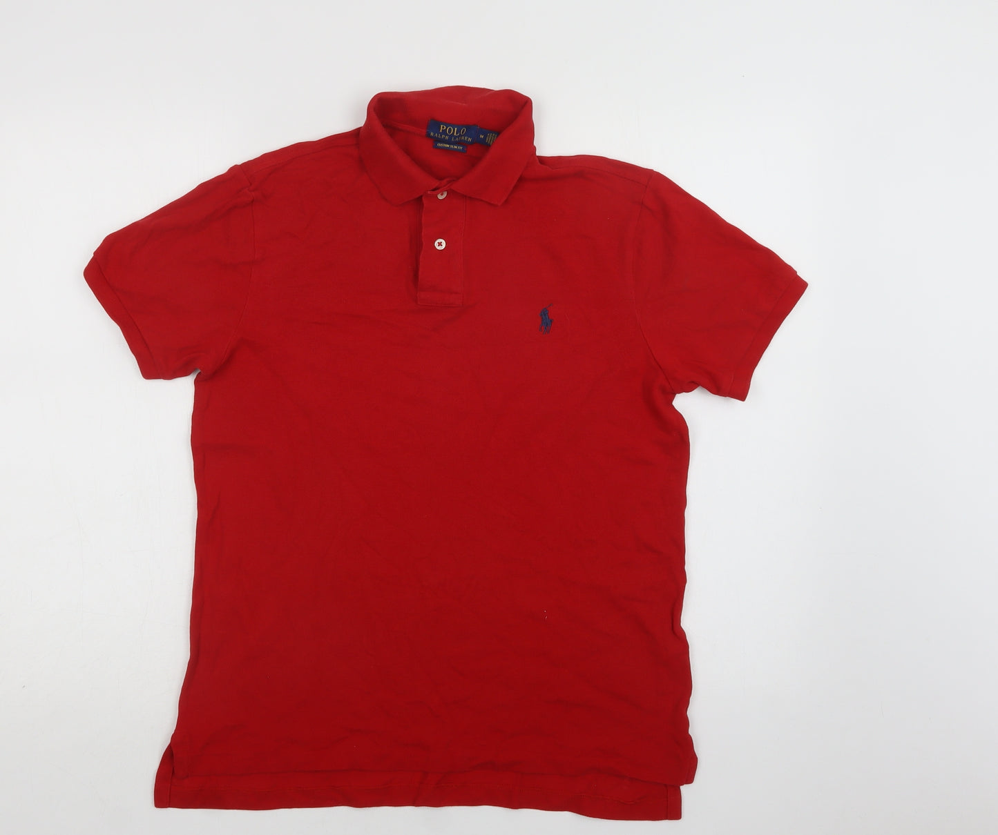 Polo Ralph Lauren Mens Red  Cotton  Polo Size M Collared Button