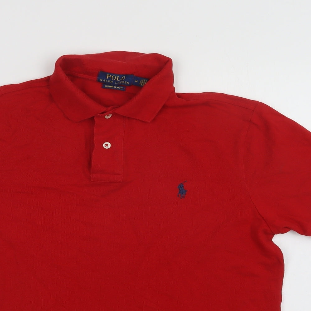 Polo Ralph Lauren Mens Red  Cotton  Polo Size M Collared Button