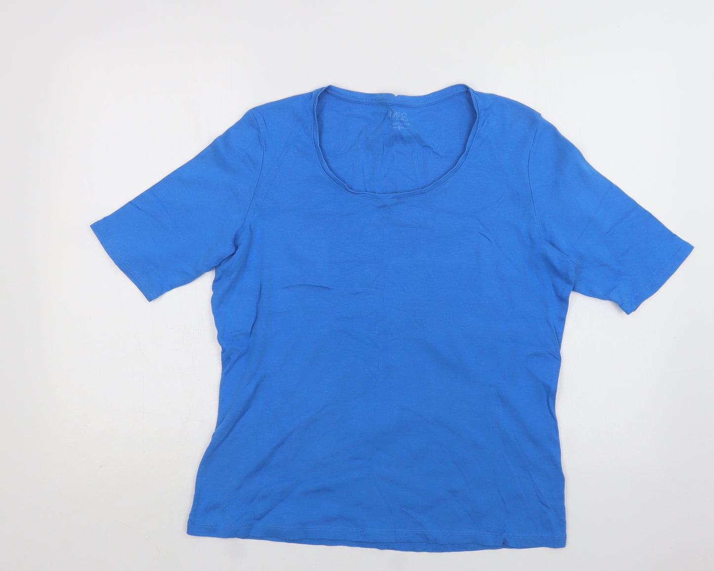 M&S Womens Blue  Cotton Basic T-Shirt Size 18 Crew Neck