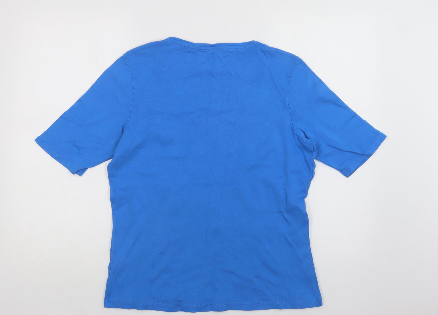 M&S Womens Blue  Cotton Basic T-Shirt Size 18 Crew Neck