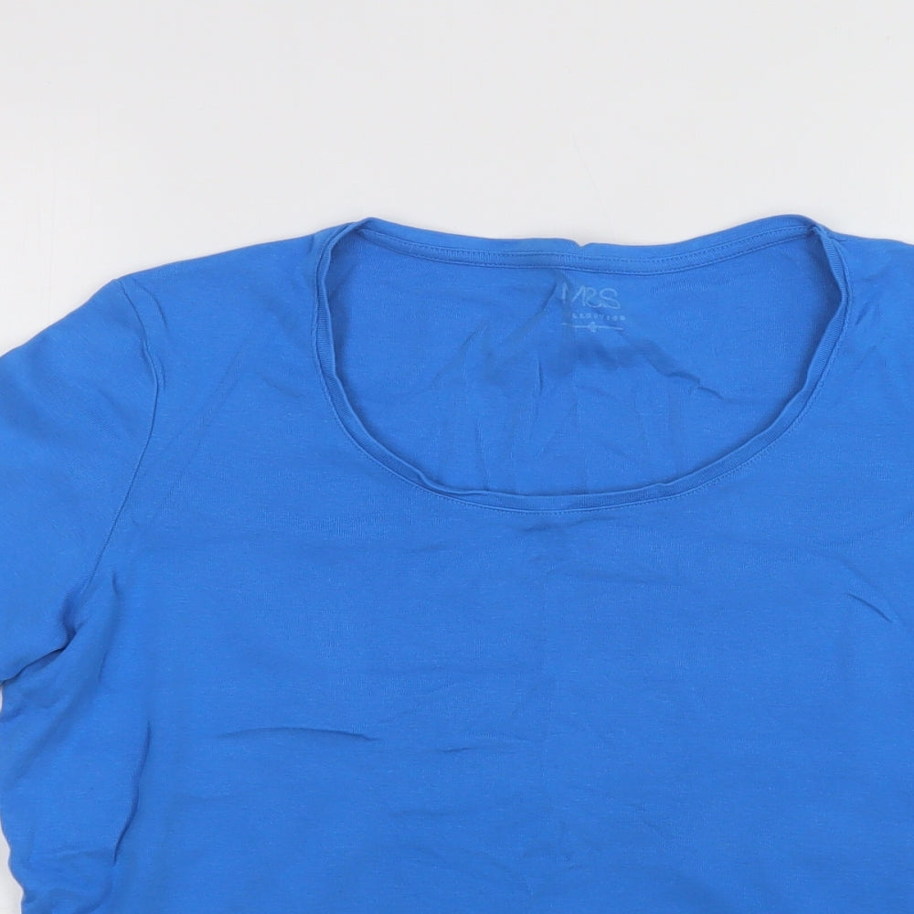 M&S Womens Blue  Cotton Basic T-Shirt Size 18 Crew Neck