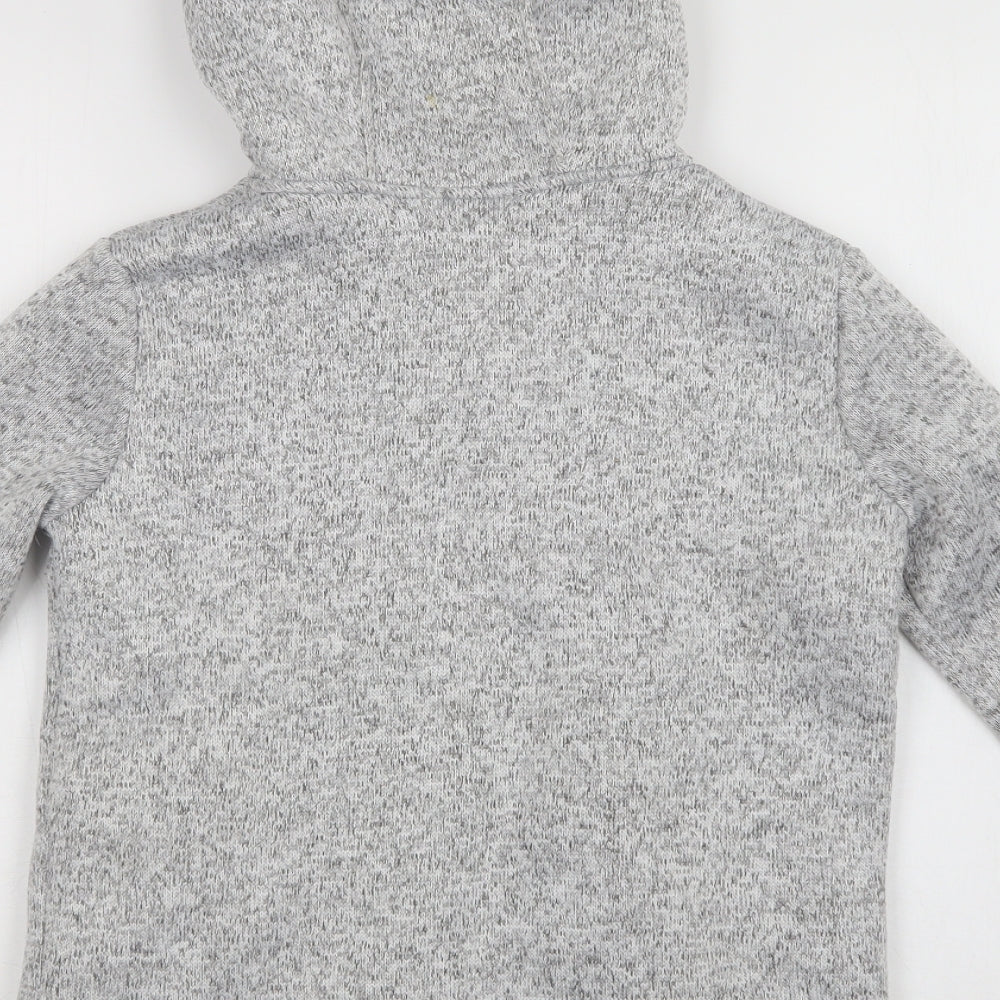 Preworn Girls Grey  Polyester Full Zip Hoodie Size 9-10 Years  Zip - Fluffy Lining