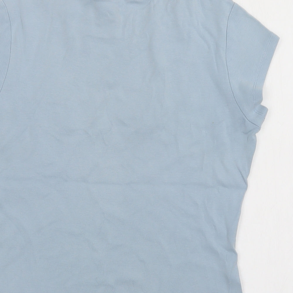 M&S Womens Blue  Cotton Basic T-Shirt Size 12 Crew Neck