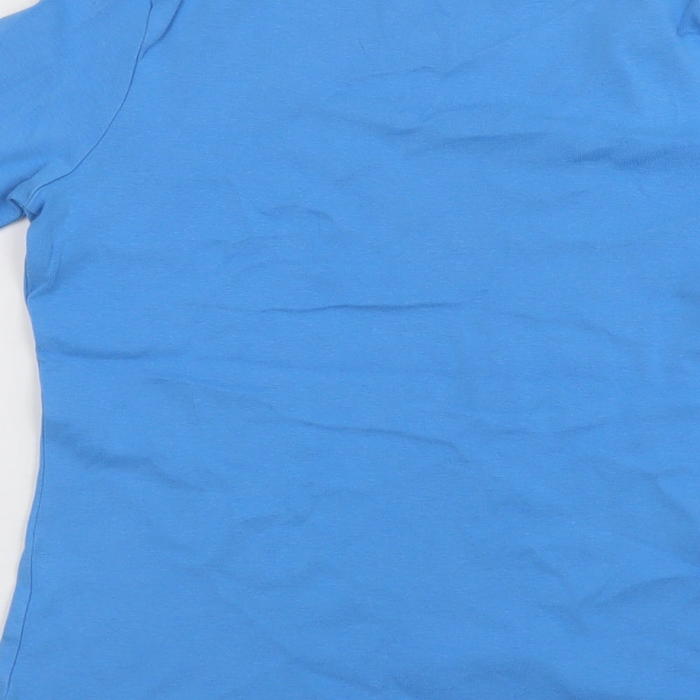 M&S Womens Blue  Cotton Basic T-Shirt Size 10 Scoop Neck