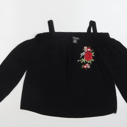 Primark Girls Black  Polyester Basic Blouse Size 9-10 Years Off the Shoulder