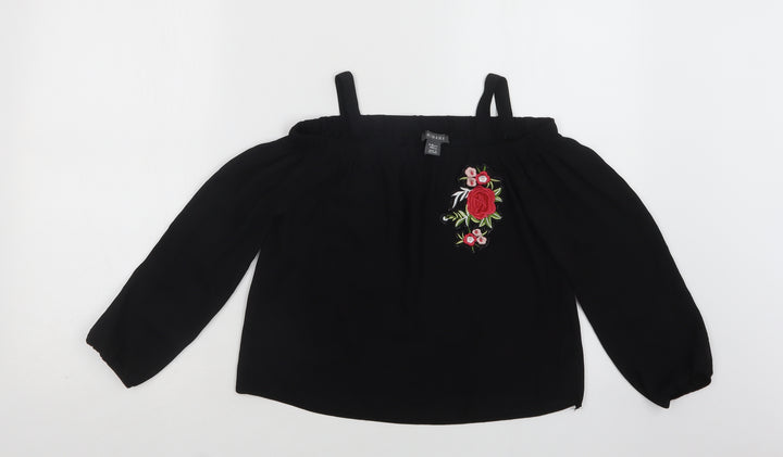 Primark Girls Black Polyester Basic Blouse Size 9-10 Years Off the Shoulder