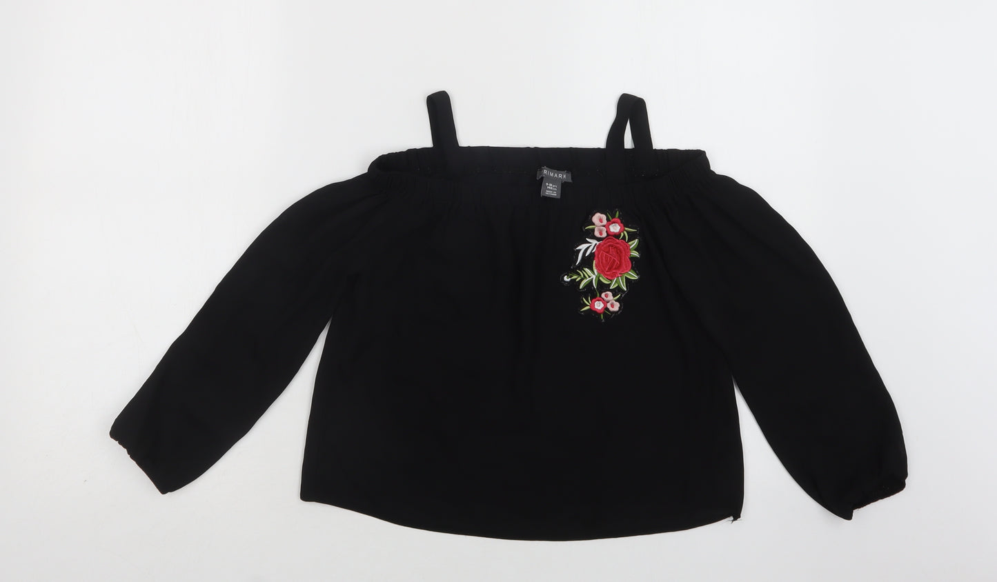 Primark Girls Black  Polyester Basic Blouse Size 9-10 Years Off the Shoulder