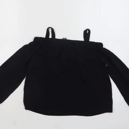 Primark Girls Black  Polyester Basic Blouse Size 9-10 Years Off the Shoulder