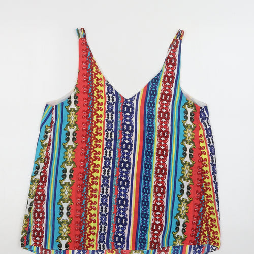 Papaya Womens Multicoloured Geometric Polyester Camisole Blouse Size 12 V-Neck