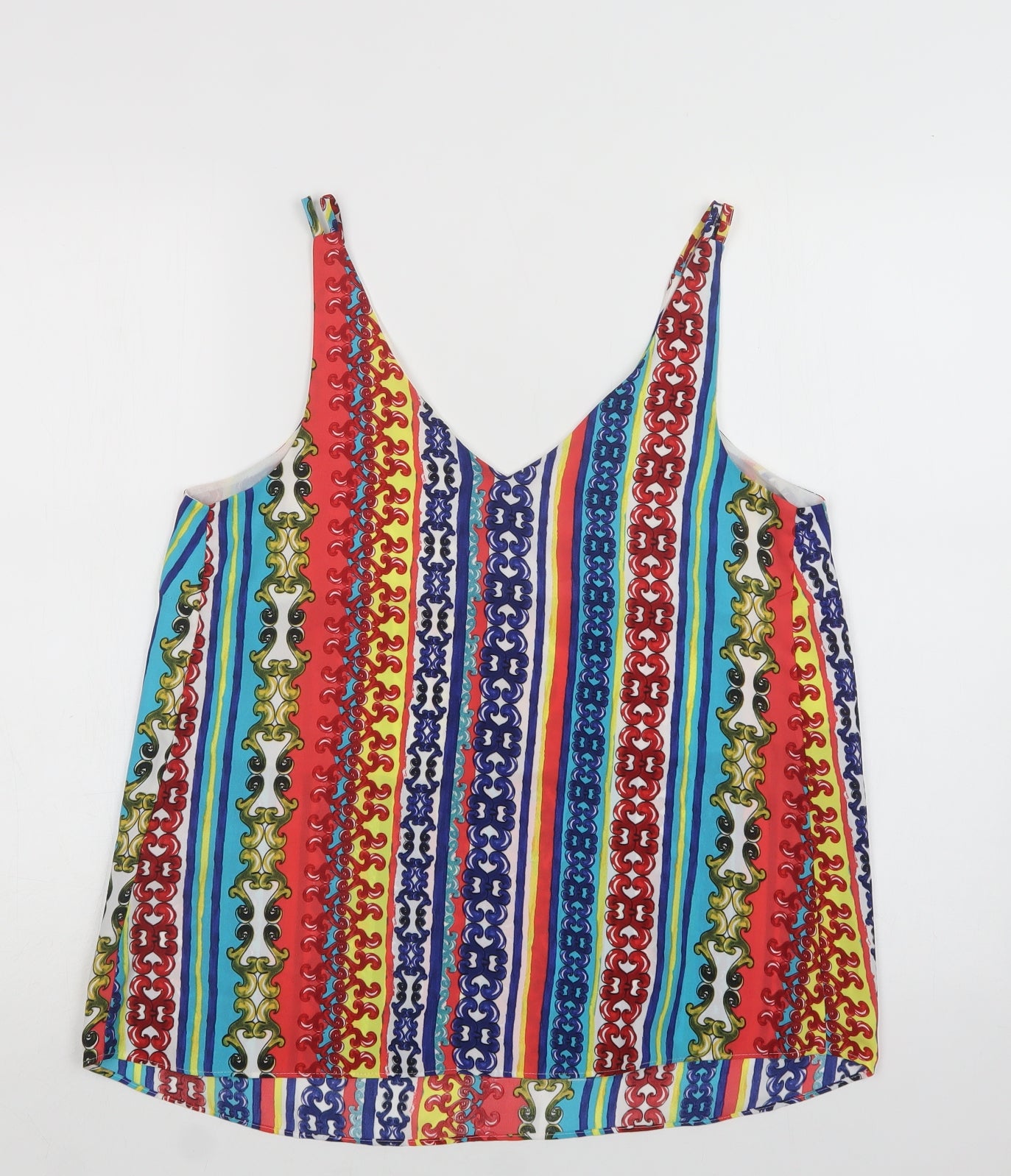 Papaya Womens Multicoloured Geometric Polyester Camisole Blouse Size 12 V-Neck