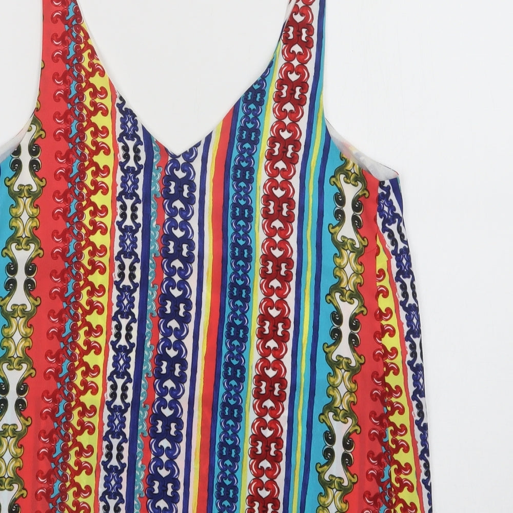 Papaya Womens Multicoloured Geometric Polyester Camisole Blouse Size 12 V-Neck