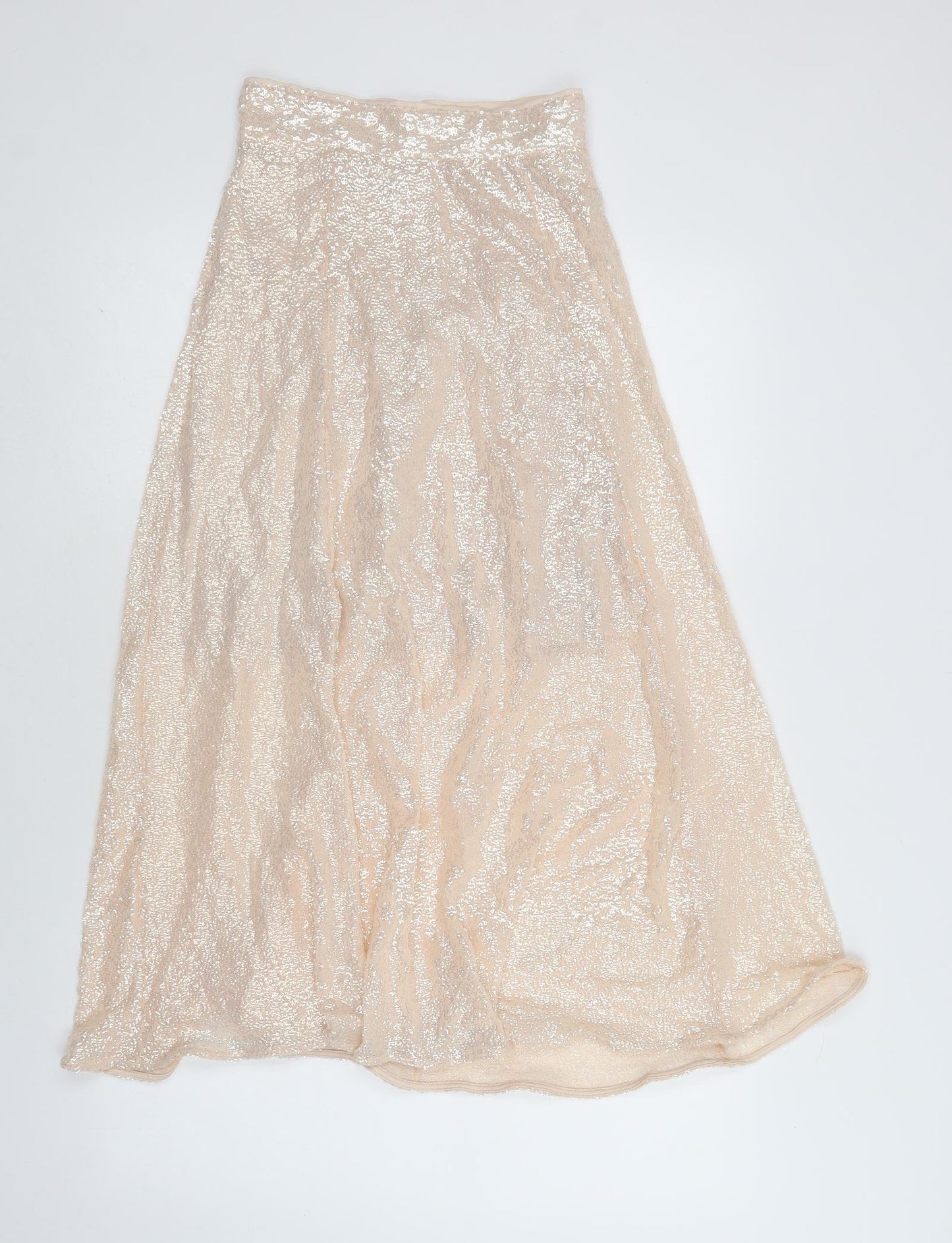 H&M Womens Gold  Polyester A-Line Skirt Size 6   Zip