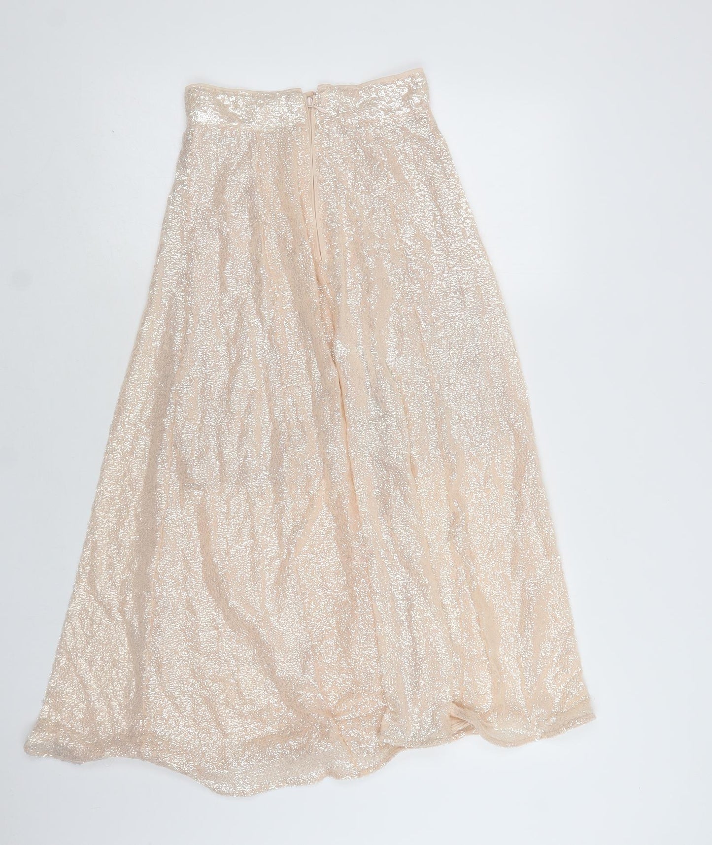H&M Womens Gold  Polyester A-Line Skirt Size 6   Zip