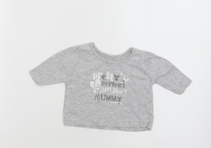 Primark Baby Grey  Cotton Basic T-Shirt Size 0-3 Months Crew Neck