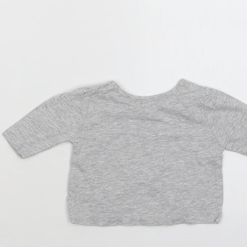 Primark Baby Grey  Cotton Basic T-Shirt Size 0-3 Months Crew Neck
