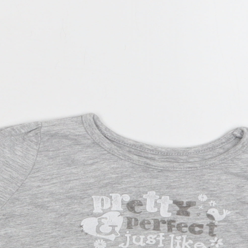 Primark Baby Grey  Cotton Basic T-Shirt Size 0-3 Months Crew Neck