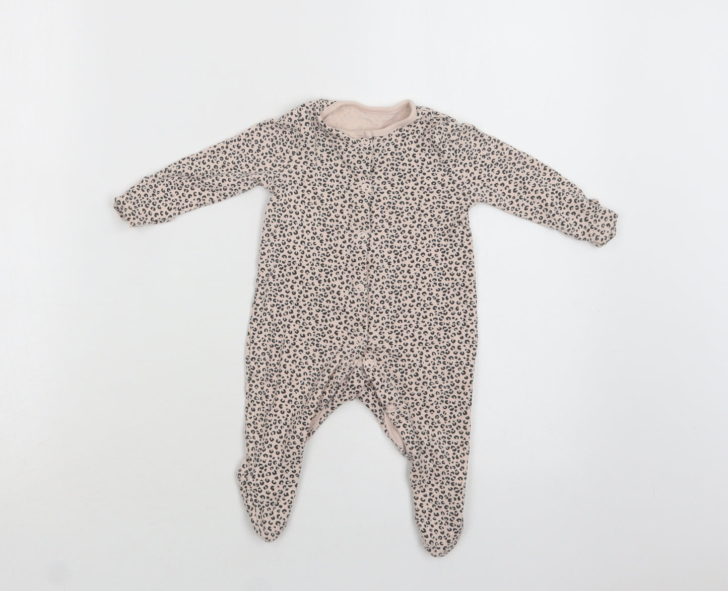 TU Baby Pink Animal Print Cotton Babygrow One-Piece Size 0-3 Months  Snap