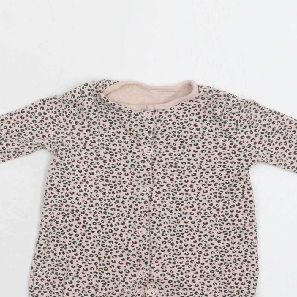 TU Baby Pink Animal Print Cotton Babygrow One-Piece Size 0-3 Months  Snap