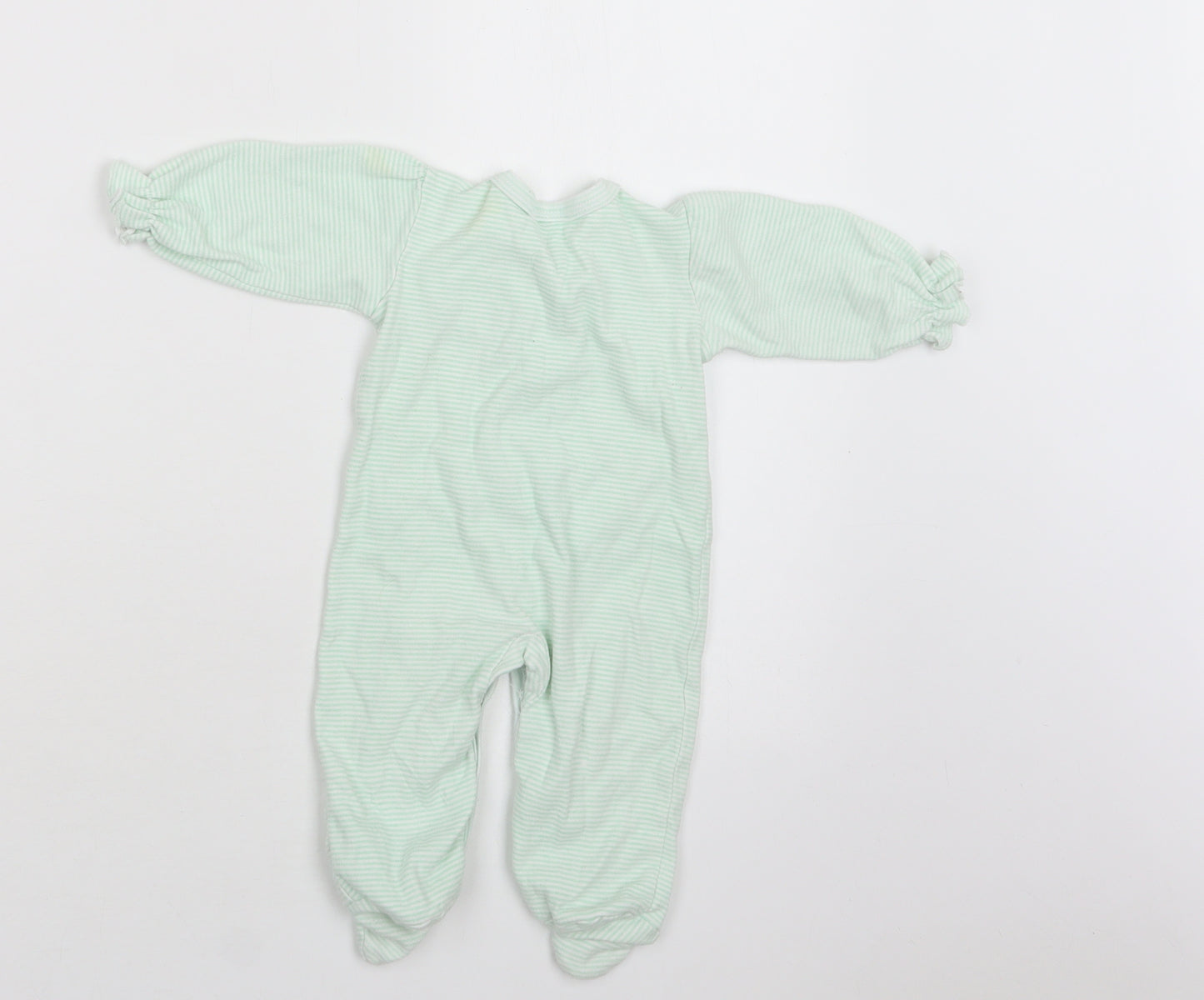 Laura Ashley Baby Green Striped Cotton Babygrow One-Piece Size 3-6 Months  Snap