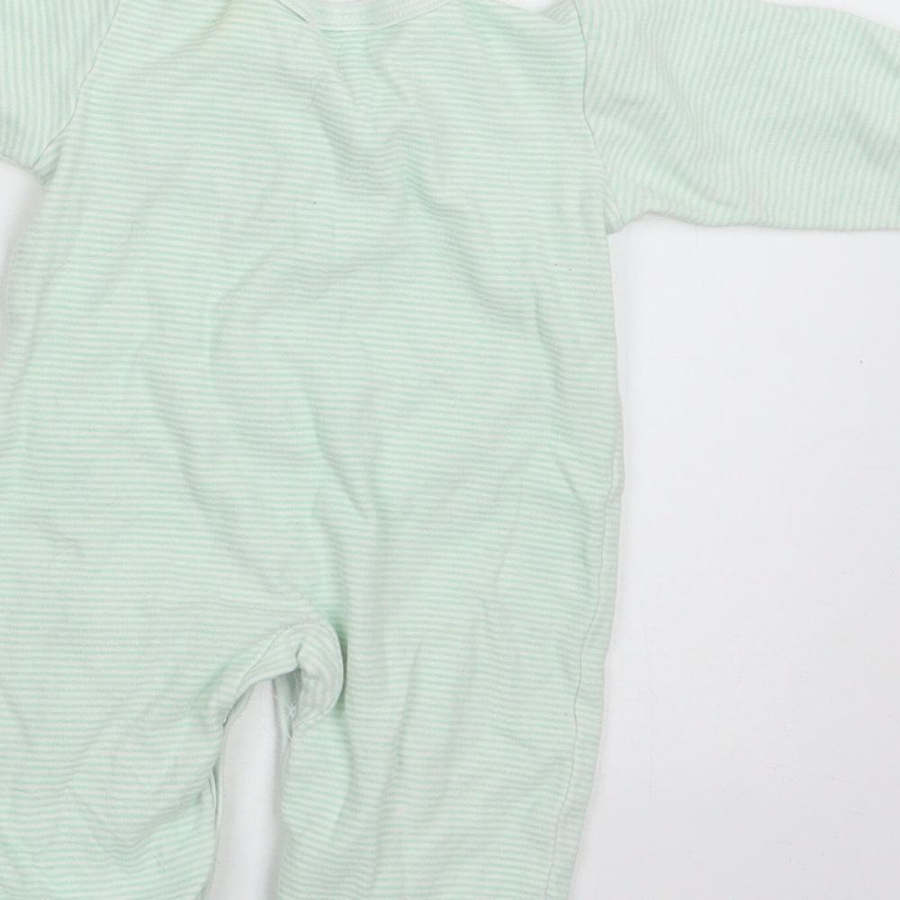 Laura Ashley Baby Green Striped Cotton Babygrow One-Piece Size 3-6 Months  Snap