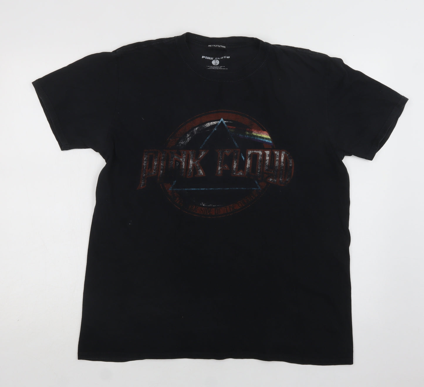 PRETTYLITTLETHING Womens Black  Cotton Basic T-Shirt Size M Crew Neck - Pink Floyd