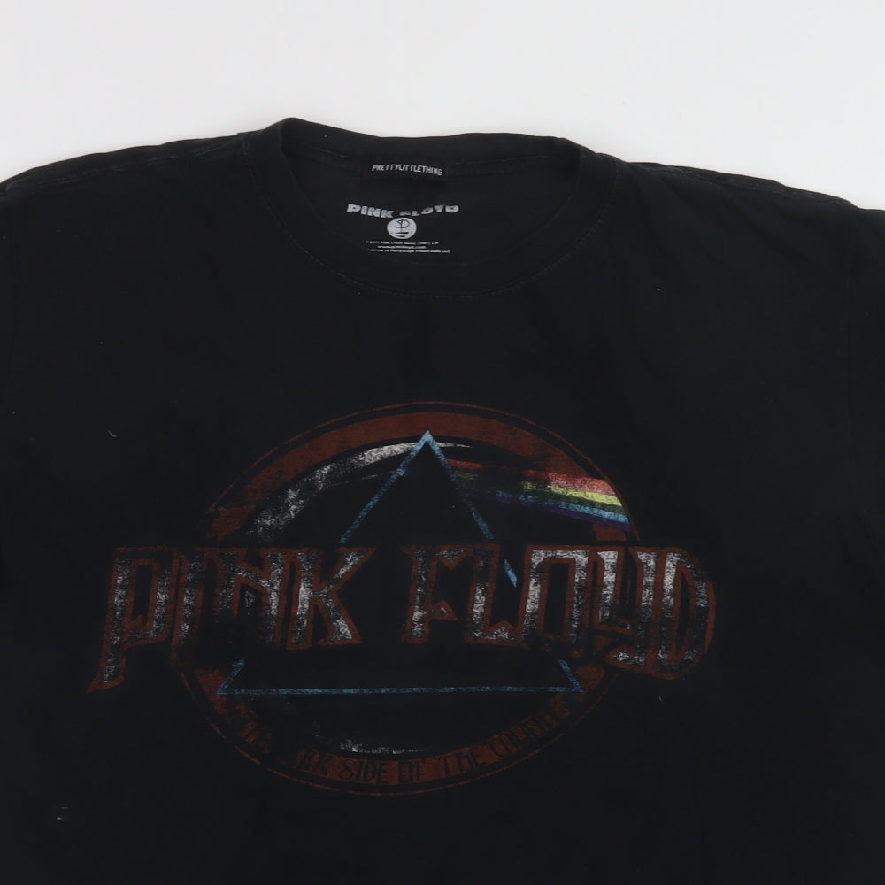 PRETTYLITTLETHING Womens Black  Cotton Basic T-Shirt Size M Crew Neck - Pink Floyd