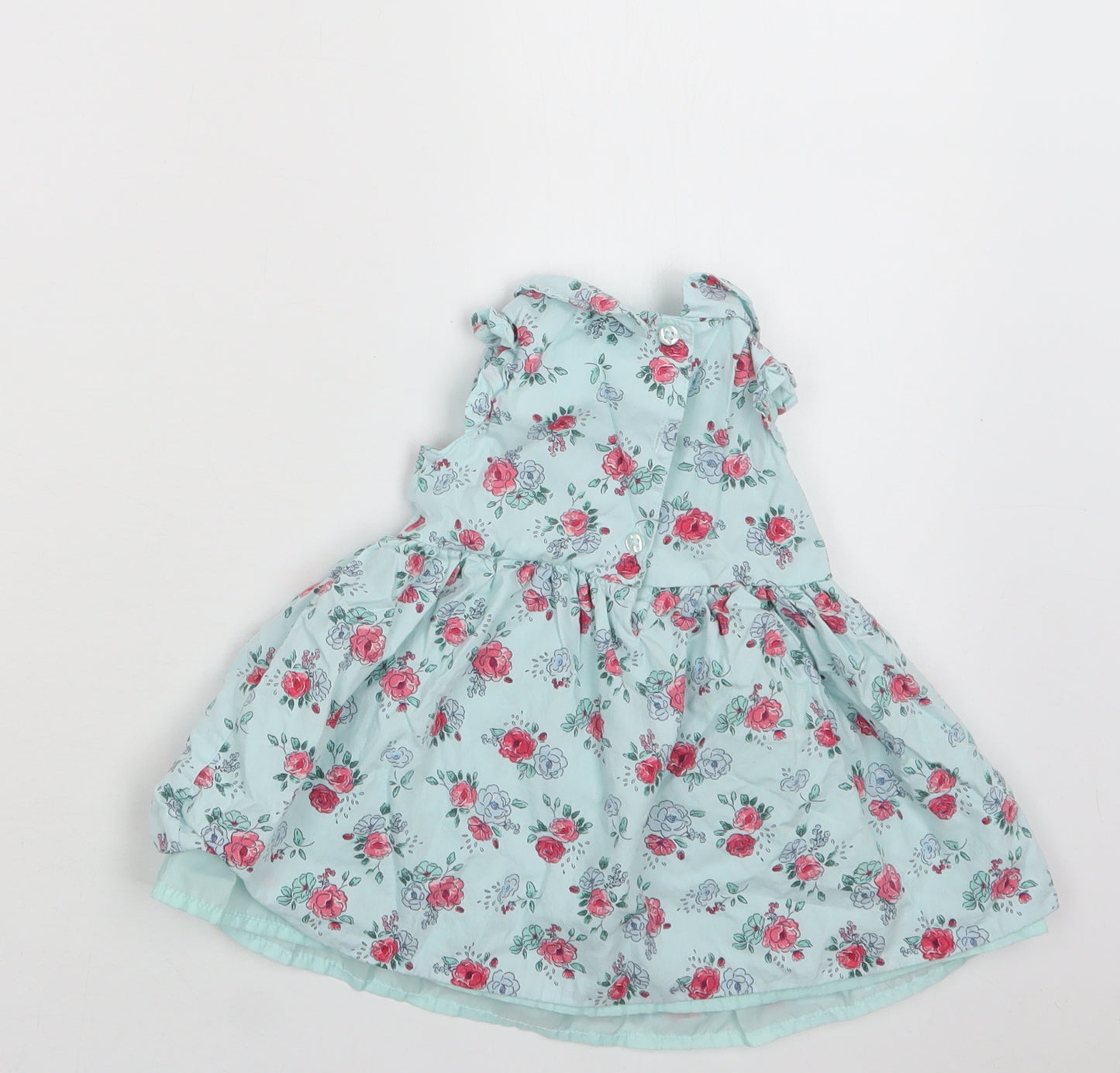 Primark Baby Green Floral Cotton Fit & Flare  Size 3-6 Months  Collared Button
