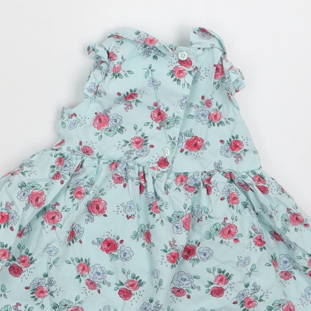 Primark Baby Green Floral Cotton Fit & Flare  Size 3-6 Months  Collared Button