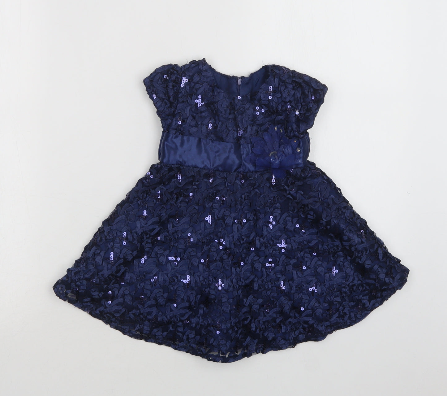 Sugar Plum Baby Blue  Polyester Fit & Flare  Size 12 Months  Round Neck Zip