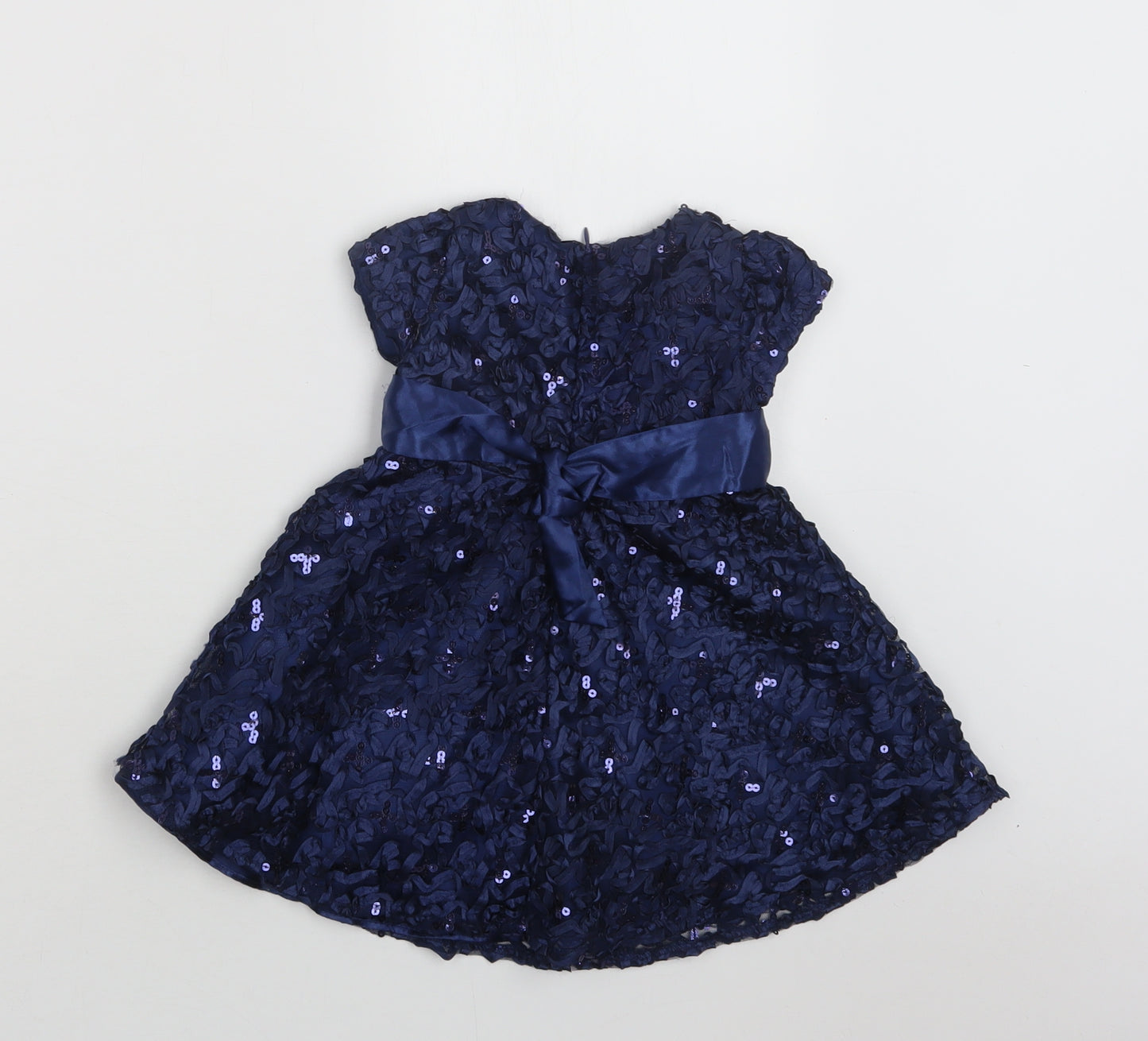 Sugar Plum Baby Blue  Polyester Fit & Flare  Size 12 Months  Round Neck Zip