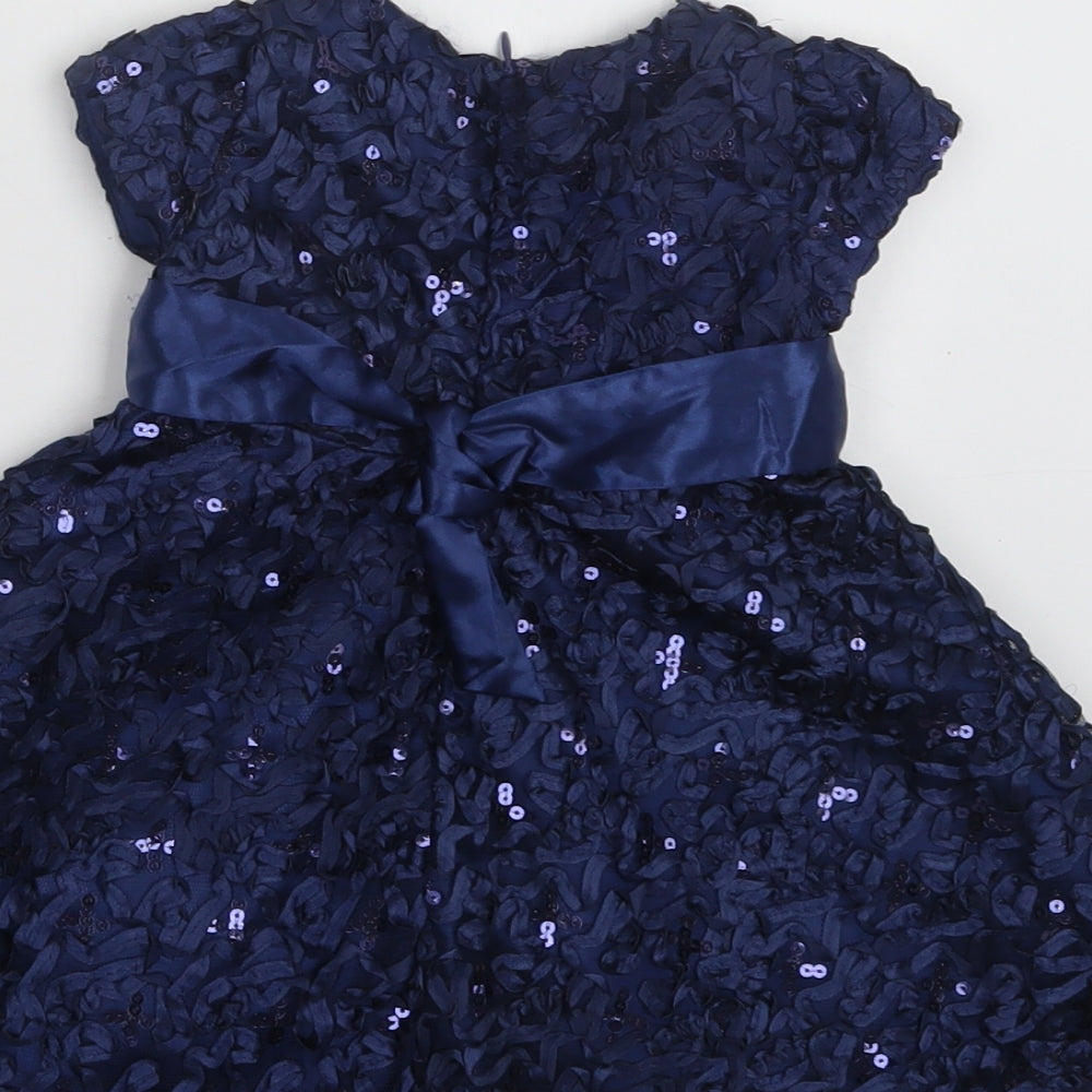 Sugar Plum Baby Blue  Polyester Fit & Flare  Size 12 Months  Round Neck Zip