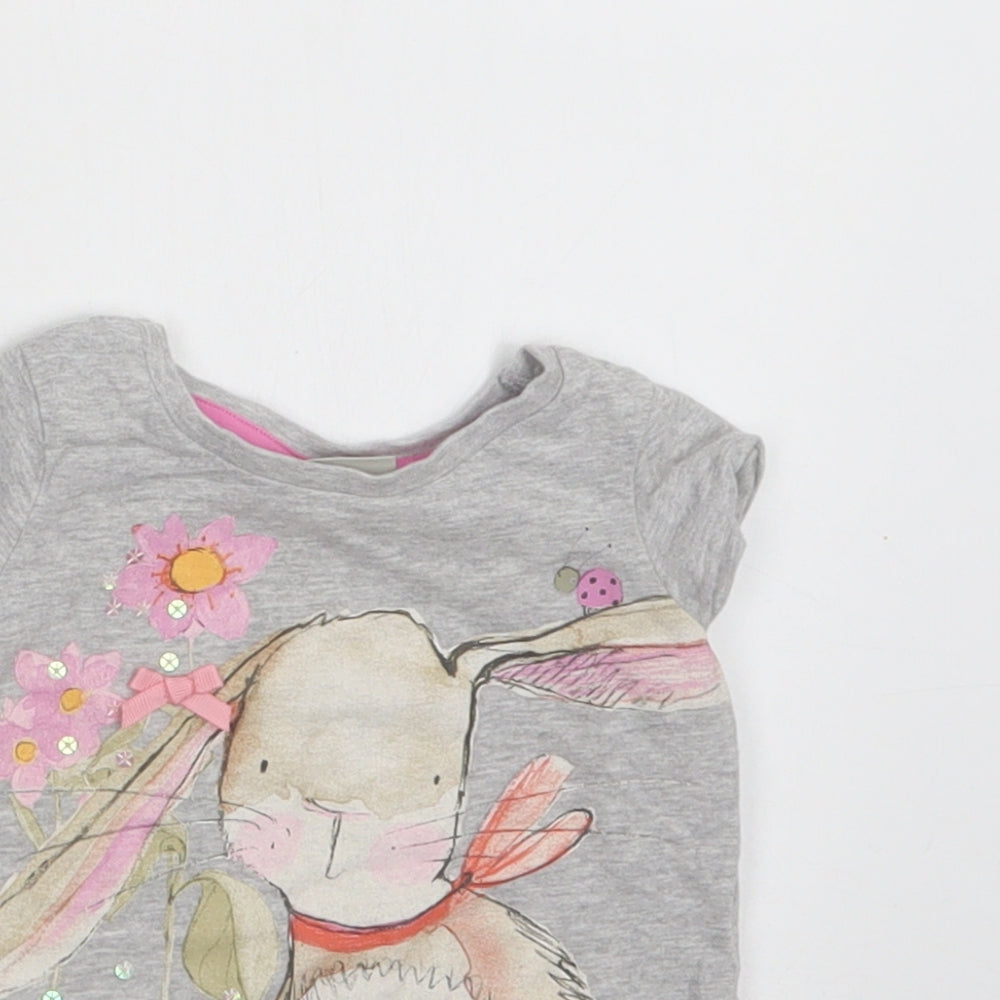 NEXT Baby Grey  Cotton Basic T-Shirt Size 3-6 Months Crew Neck  - Bunny