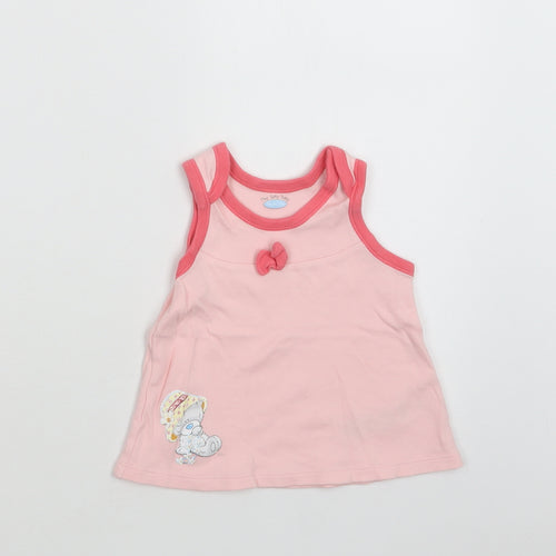 M&S Baby Pink  Cotton A-Line  Size 0-3 Months  Crew Neck  - Teddy Bear