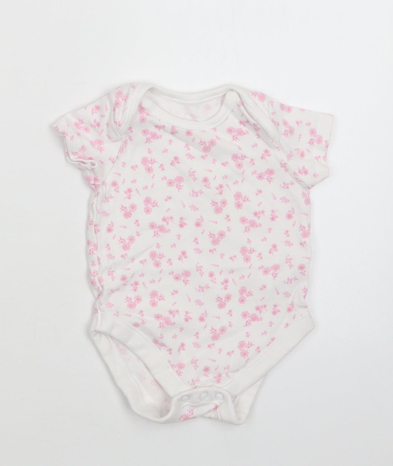George Baby White Floral Cotton Romper One-Piece Size 6-9 Months  Snap