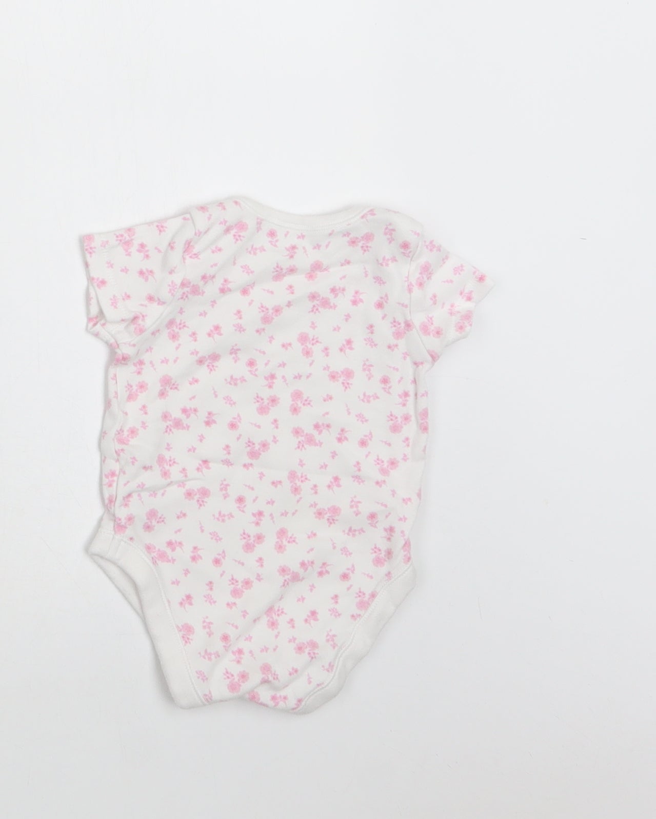 George Baby White Floral Cotton Romper One-Piece Size 6-9 Months  Snap