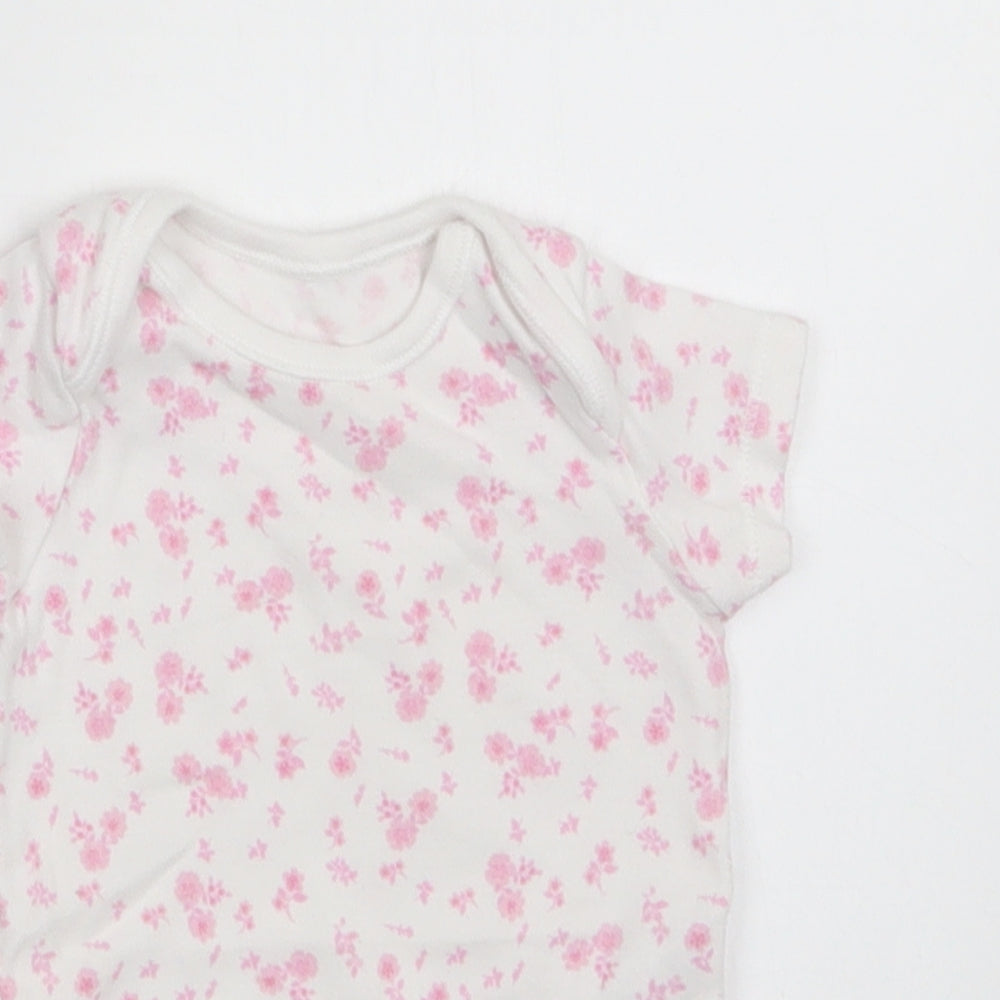 George Baby White Floral Cotton Romper One-Piece Size 6-9 Months  Snap