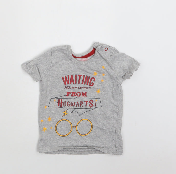George Baby Green  Cotton Basic T-Shirt Size 6-9 Months Crew Neck Snap - Harry Potter