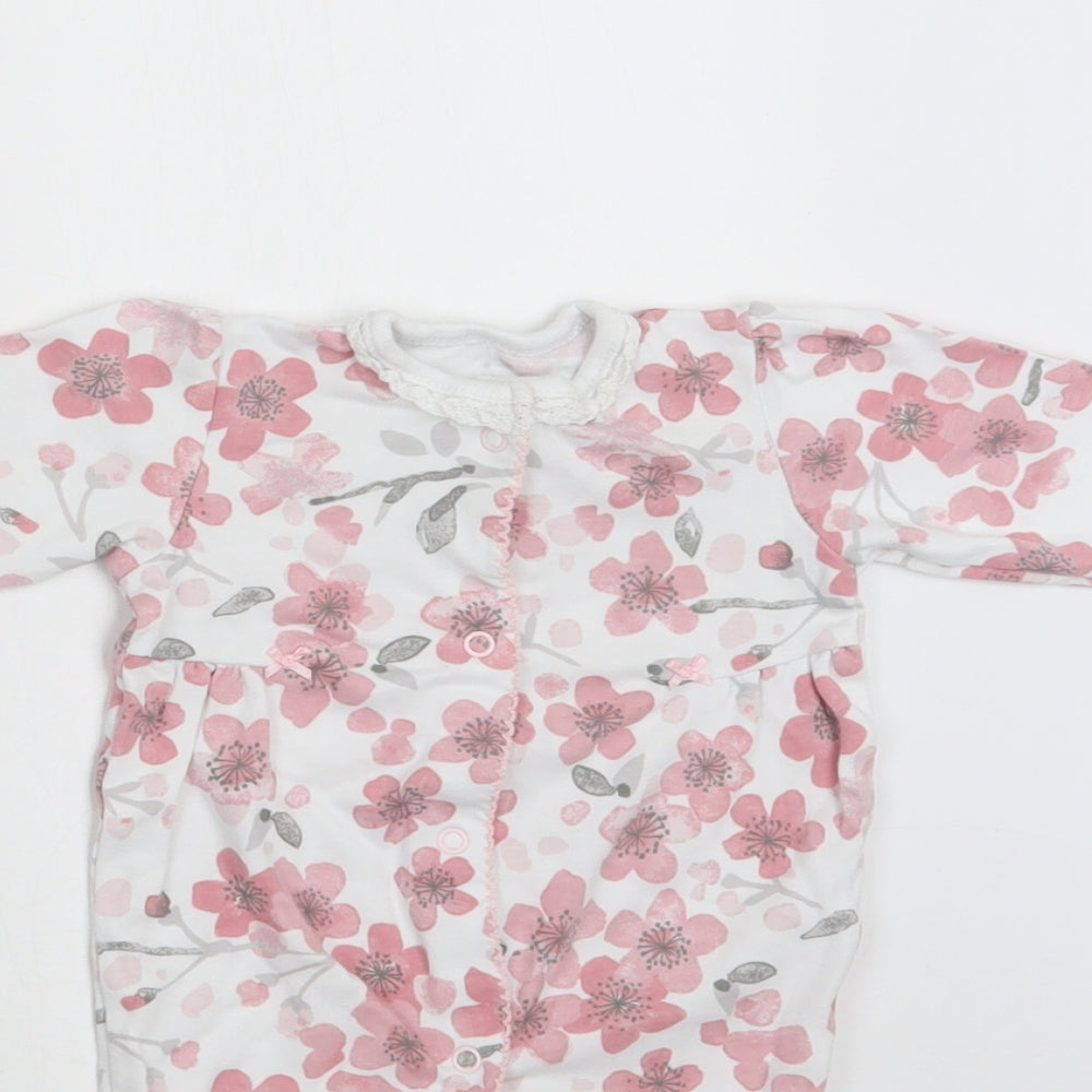 George Baby White Floral Cotton Babygrow One-Piece Size 3-6 Months  Snap
