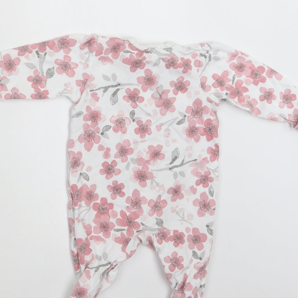 George Baby White Floral Cotton Babygrow One-Piece Size 3-6 Months  Snap