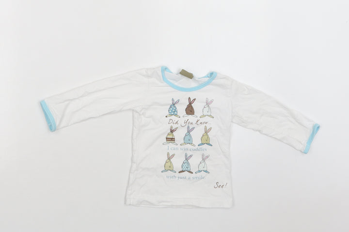 Little Rufus Baby White Cotton Basic Polo Size 6-9 Months Crew Neck - Bunnies