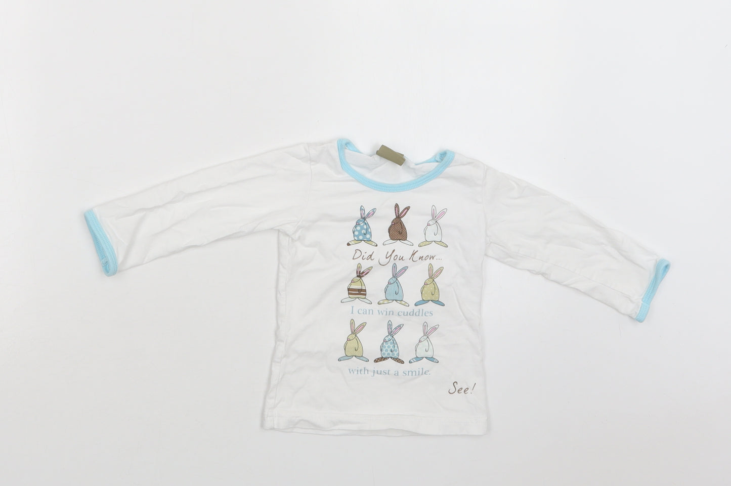 Little Rufus Baby White  Cotton Basic Polo Size 6-9 Months Crew Neck  - Bunnies
