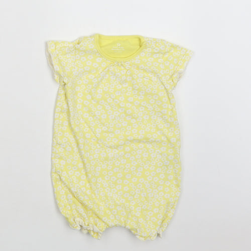 NEXT Baby Yellow Floral Cotton Romper One-Piece Size 9-12 Months  Snap