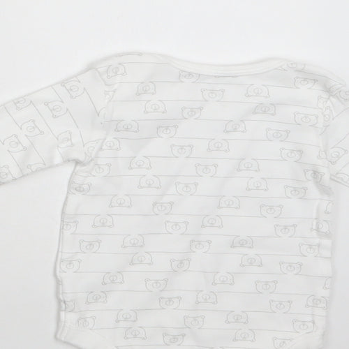 TU Baby White Geometric Cotton Romper One-Piece Size 9-12 Months  Snap - Teddy Print
